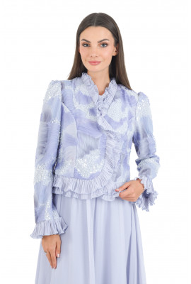 فستان سهرة بجاكت رقيق