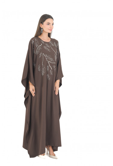 جلابية شيفون واسعة بتطريز ناعم