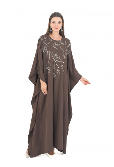 جلابية شيفون واسعة بتطريز ناعم