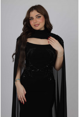 فستان سهرة بكيب شيفون ناعم