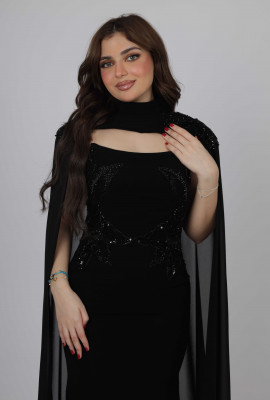 فستان سهرة بكيب شيفون ناعم