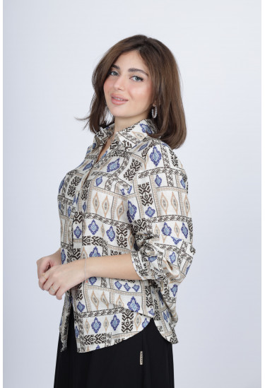 بلوزة بتصميم أنيق بأكمام طويلة بلوزة بتصميم أنيق بأكمام طويلة