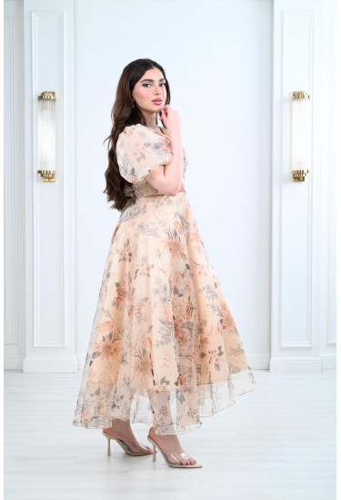 فستان ميدي نسائي بأكمام منفوخة