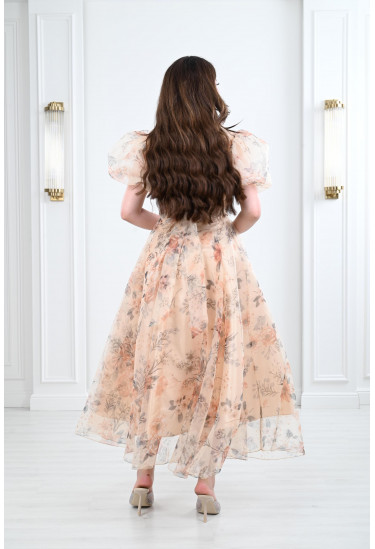 فستان ميدي نسائي بأكمام منفوخة