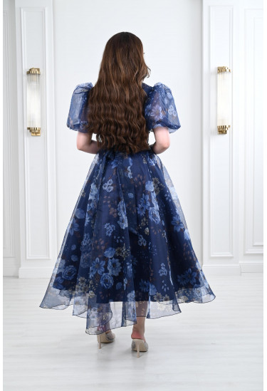 فستان ميدي نسائي بأكمام منفوخة