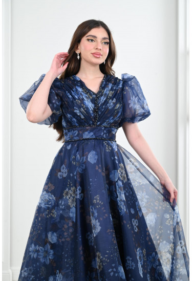 فستان ميدي نسائي بأكمام منفوخة