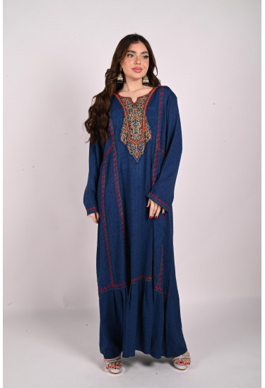 جلابية طويلة بتطريز رقيق جلابية طويلة بتطريز رقيق