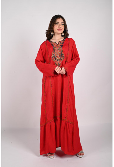 جلابية طويلة بتطريز رقيق جلابية طويلة بتطريز رقيق