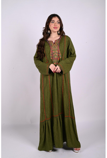 جلابية طويلة بتطريز رقيق جلابية طويلة بتطريز رقيق