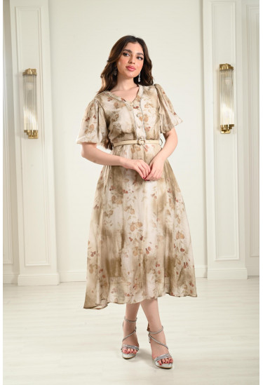 فستان قصير مزين بالزهور فستان قصير مزين بالزهور