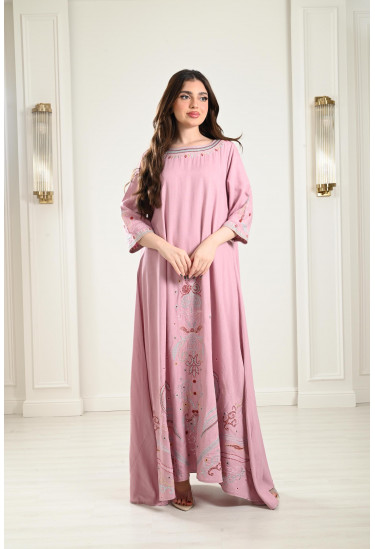 جلابية كتان طويلة مطرزة جلابية كتان طويلة مطرزة