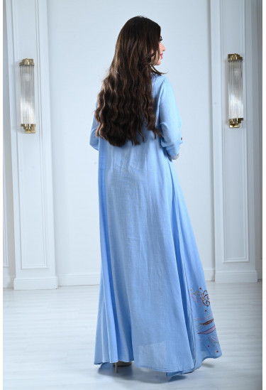 جلابية كتان طويلة مطرزة جلابية كتان طويلة مطرزة