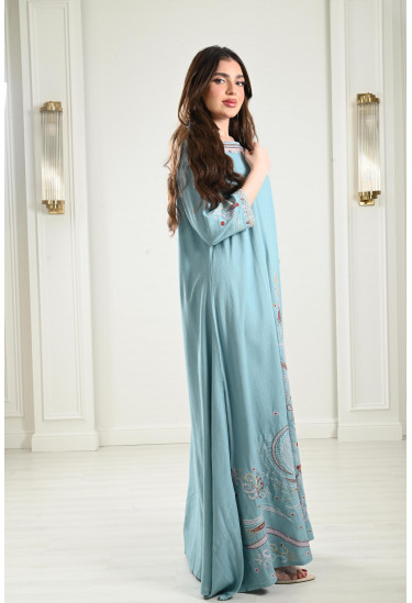 جلابية كتان طويلة مطرزة جلابية كتان طويلة مطرزة