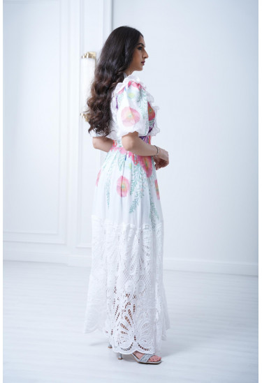 فستان دانتيل منقوش طويل فستان دانتيل منقوش طويل