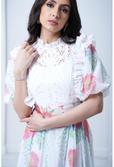 فستان دانتيل منقوش طويل فستان دانتيل منقوش طويل