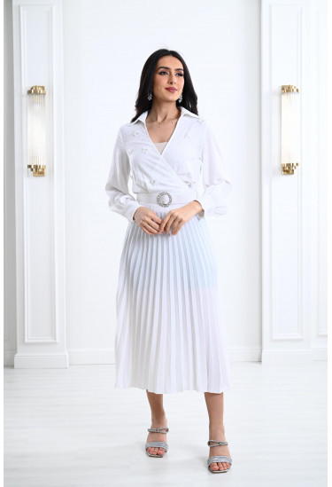 فستان ميدي بتطريزات رقيقة 