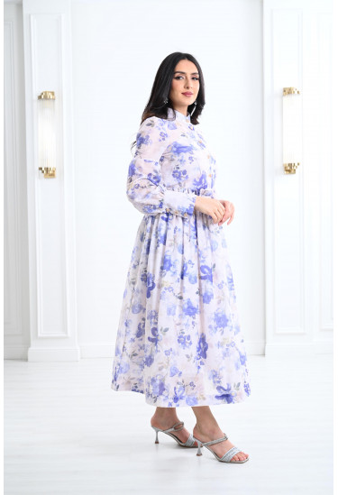 فستان ميدي مُزين بطباعات زهور فستان ميدي مُزين بطباعات زهور