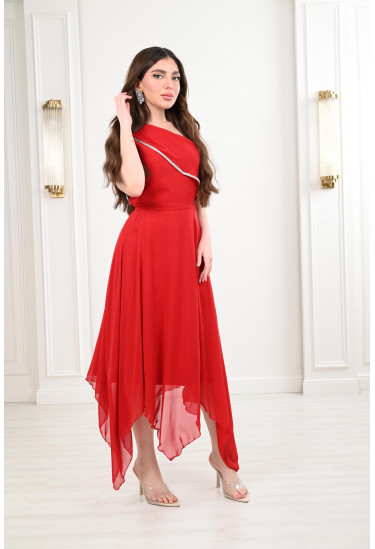 فستان ميدي نسائي بكتف واحد