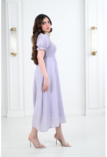 فستان ميدي بأكمام قصيرة