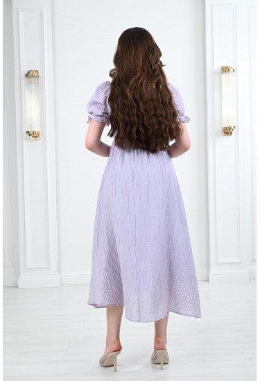 فستان ميدي بأكمام قصيرة