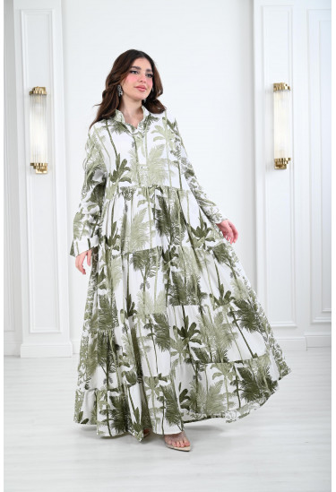 جلابية مشجرة طويلة  و واسعة