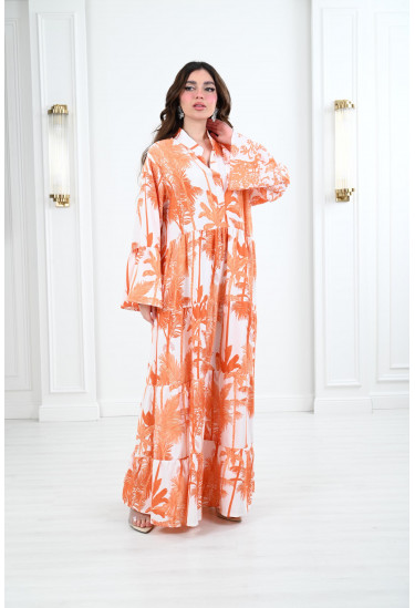 جلابية مشجرة طويلة  و واسعة