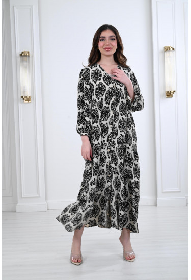 جلابية نسائية كلاسيكية بطباعات رقيقة