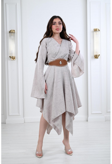 فستان ميدي بأكمام طويلة فستان ميدي بأكمام طويلة