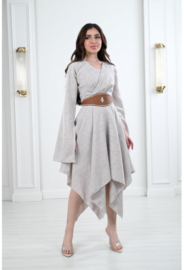 فستان ميدي بأكمام طويلة فستان ميدي بأكمام طويلة