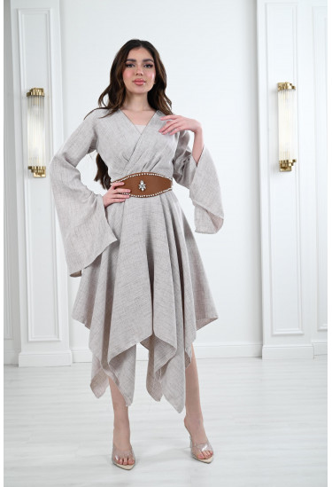 فستان ميدي بأكمام طويلة فستان ميدي بأكمام طويلة