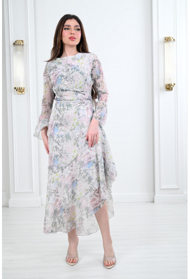 فستان شيفون نسائي بنقوشات زهرية