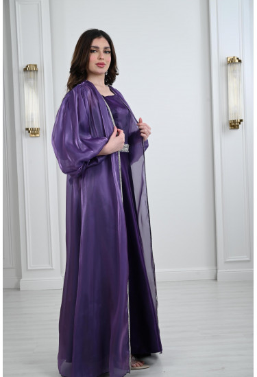 جلابية أورجانزا أنيقة مع فستان ستان