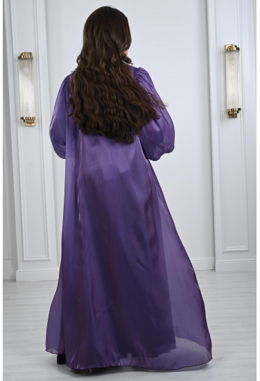 جلابية أورجانزا أنيقة مع فستان ستان