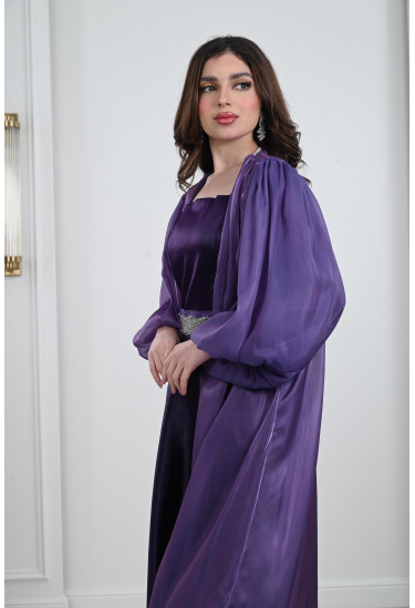 جلابية أورجانزا أنيقة مع فستان ستان