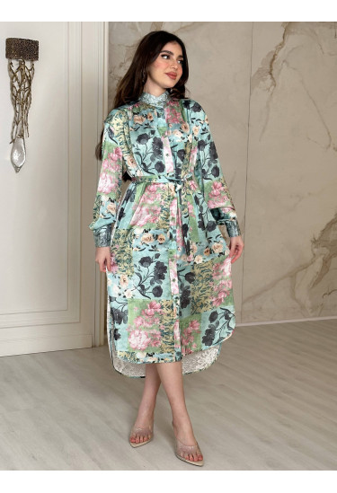 فستان ميدي منقوش بزهور فستان ميدي منقوش بزهور