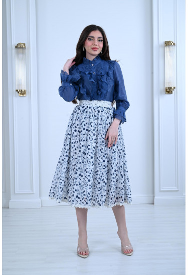 طقم ميدي مُزين بدانتيل