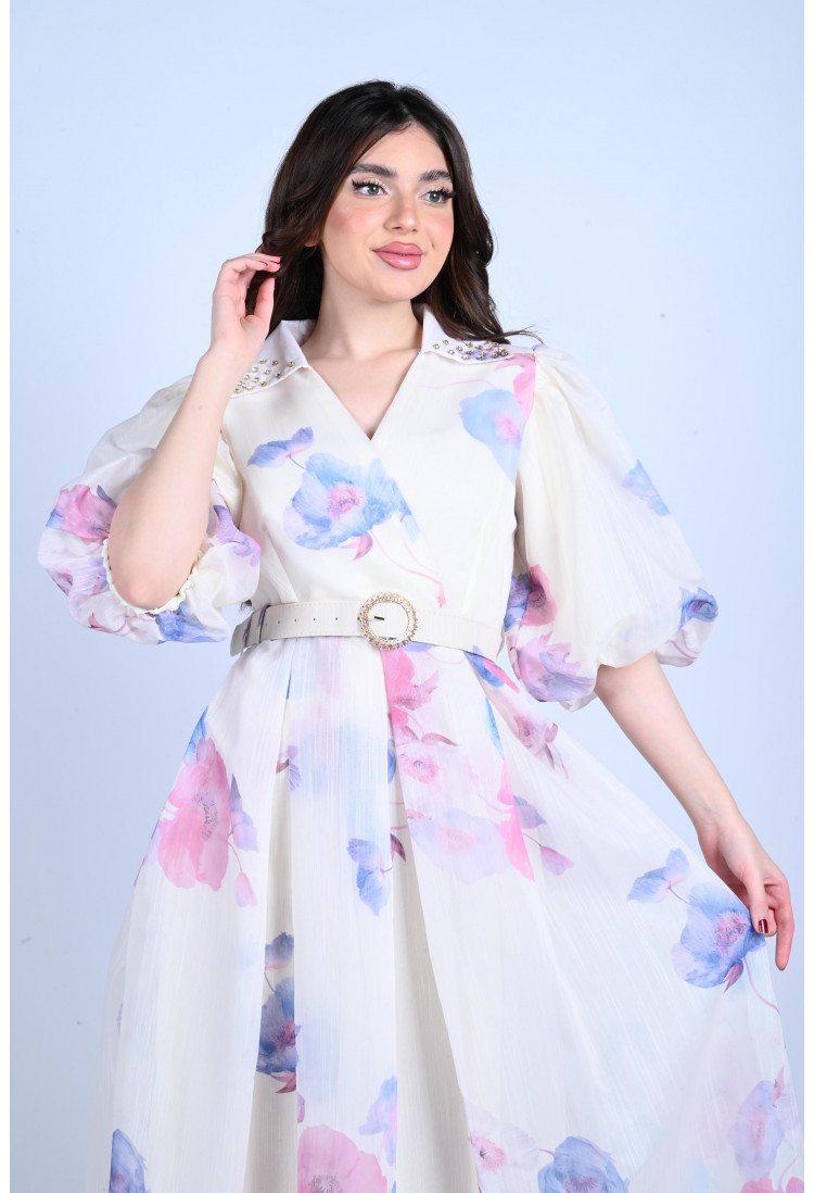 فستان نسائي كاجوال بأكمام طويلة منفوخة main image 1