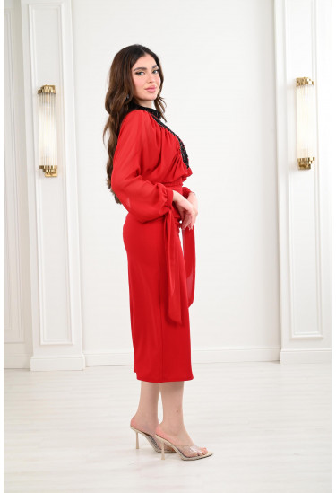 فستان ميدي تصميم انيق مطرز فستان ميدي تصميم انيق مطرز