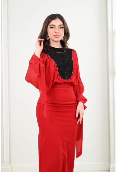 فستان ميدي تصميم انيق مطرز فستان ميدي تصميم انيق مطرز