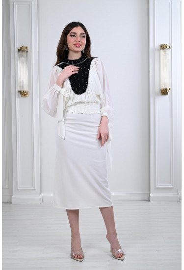 فستان ميدي تصميم انيق مطرز فستان ميدي تصميم انيق مطرز