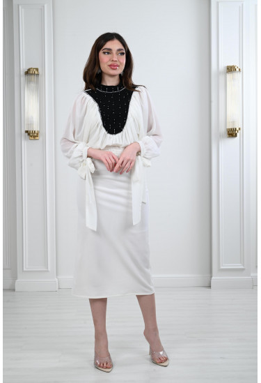 فستان ميدي تصميم انيق مطرز فستان ميدي تصميم انيق مطرز