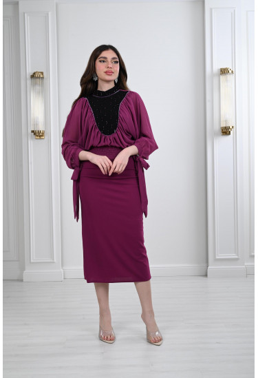 فستان ميدي تصميم انيق مطرز فستان ميدي تصميم انيق مطرز