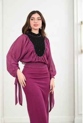 فستان ميدي تصميم انيق مطرز