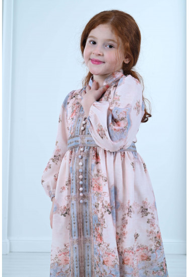 فستان أطفال مشجر أكمام طويلة 