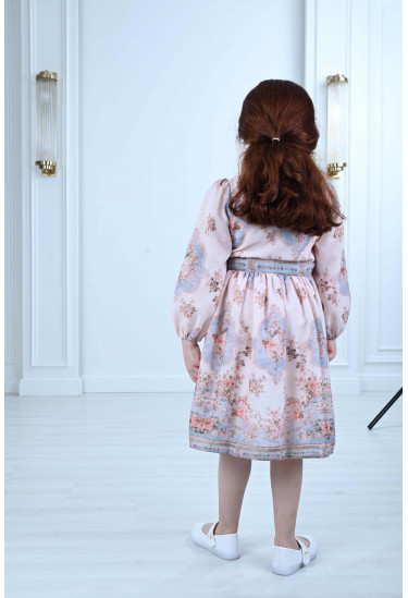 فستان أطفال مشجر أكمام طويلة 