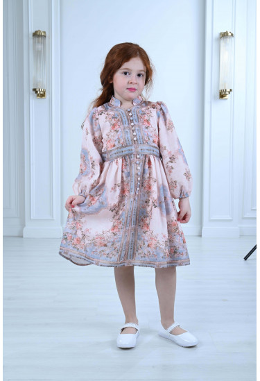 فستان أطفال مشجر أكمام طويلة 