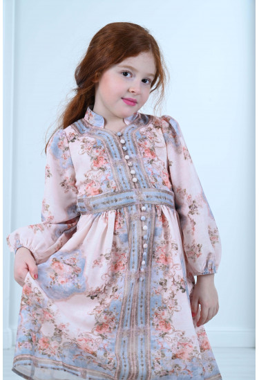 فستان أطفال مشجر أكمام طويلة 