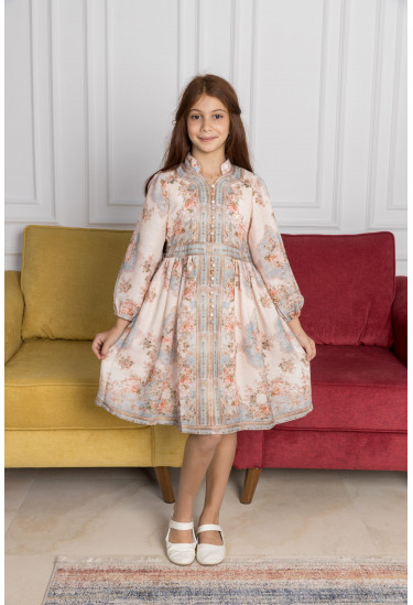 فستان أطفال مشجر أكمام طويلة 