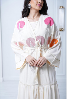 جلابية طويلة برباط علي الخصر