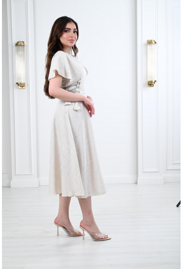 فستان نسائي ميدي بأربطة جانبية